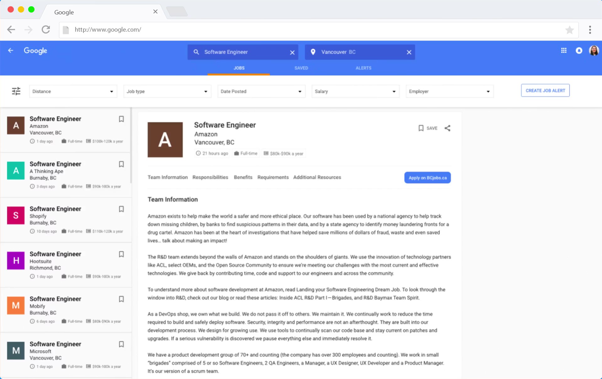 google jobs preview
